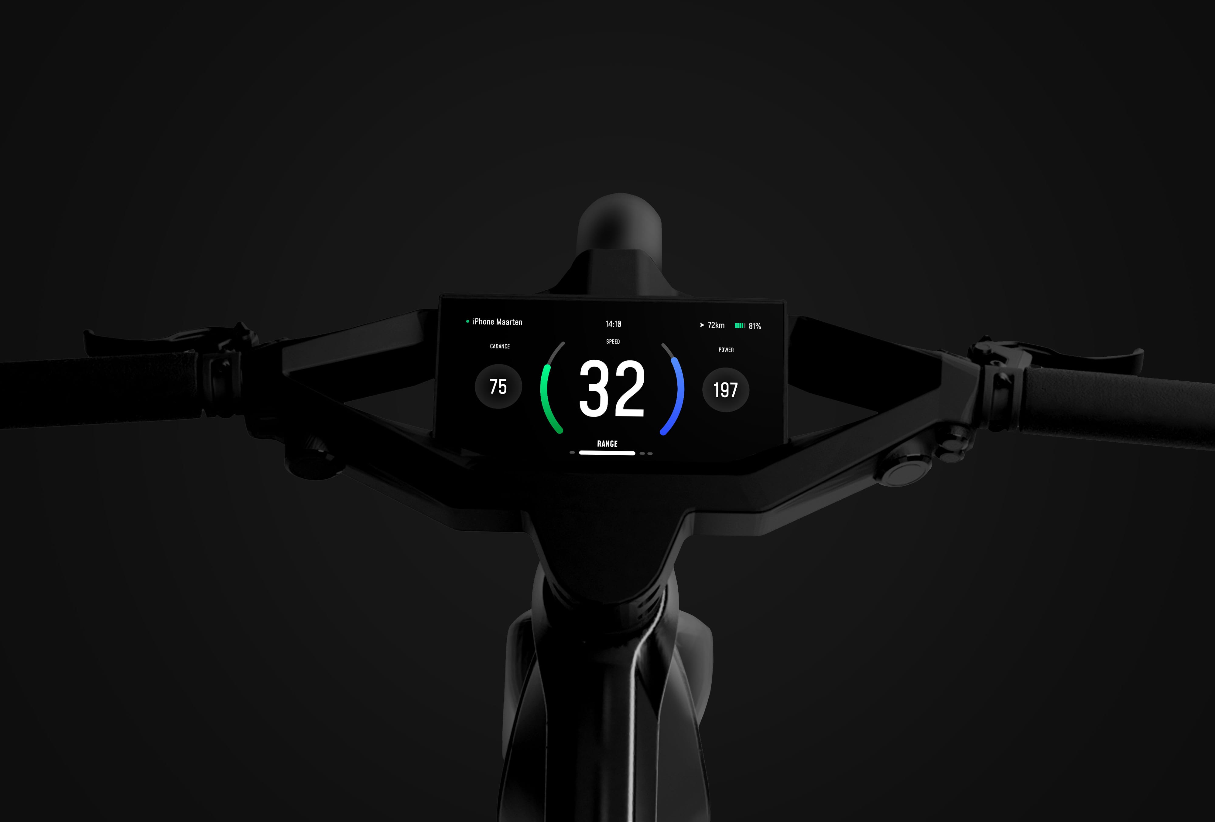 The Specter head-up display on the handlebars