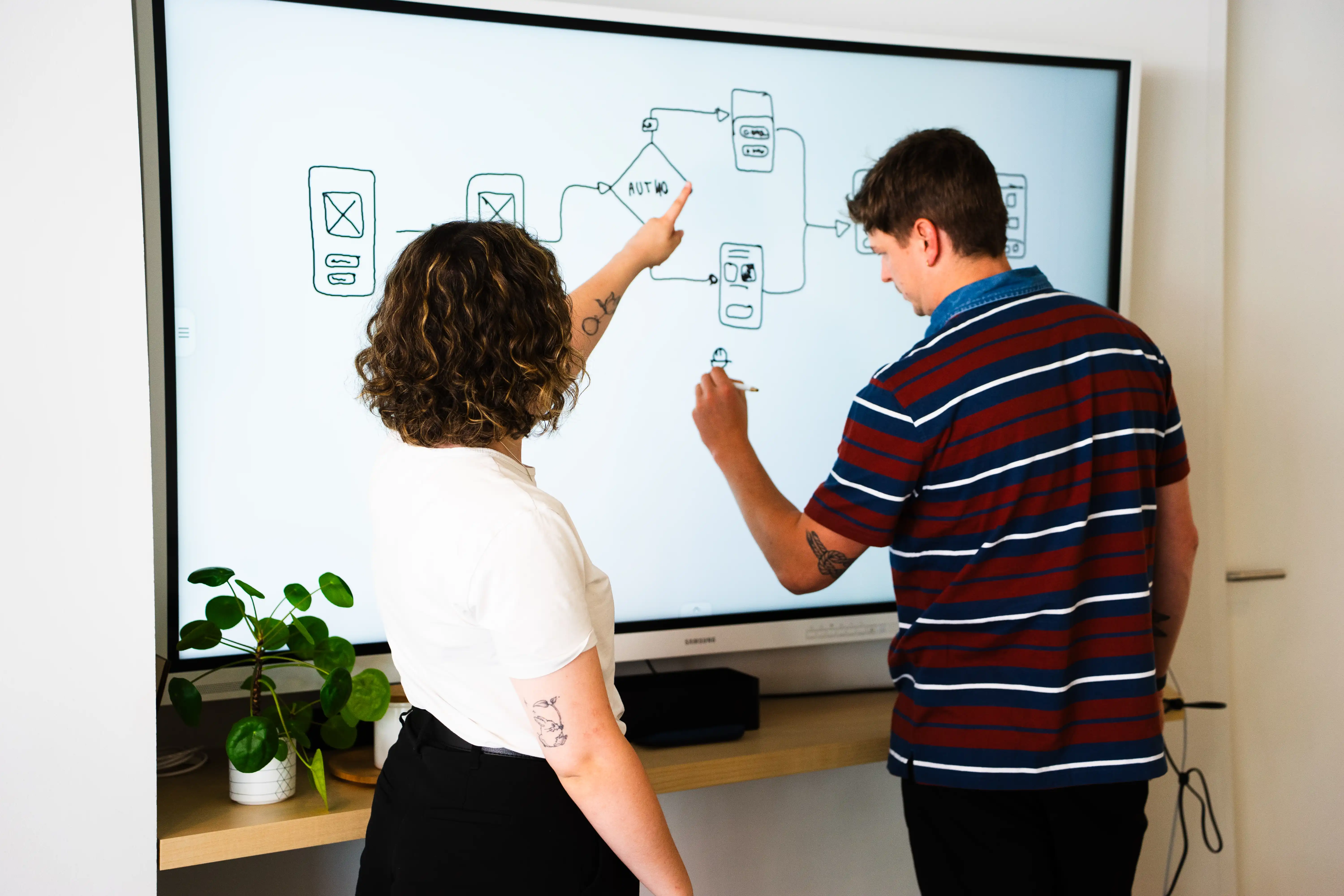 A technical workshop at the whiteboard